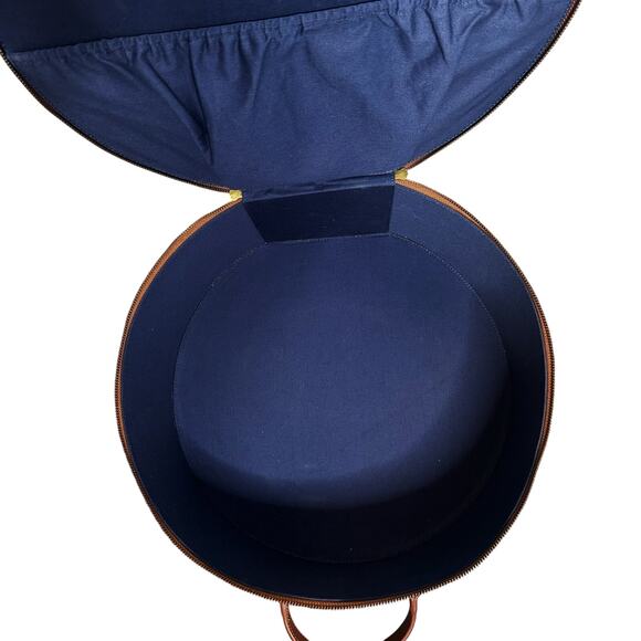 Goorin Bros RARE Tweed Leather Travel Hat Case Box Zipper Pocket Top Handle - Picture 11 of 14